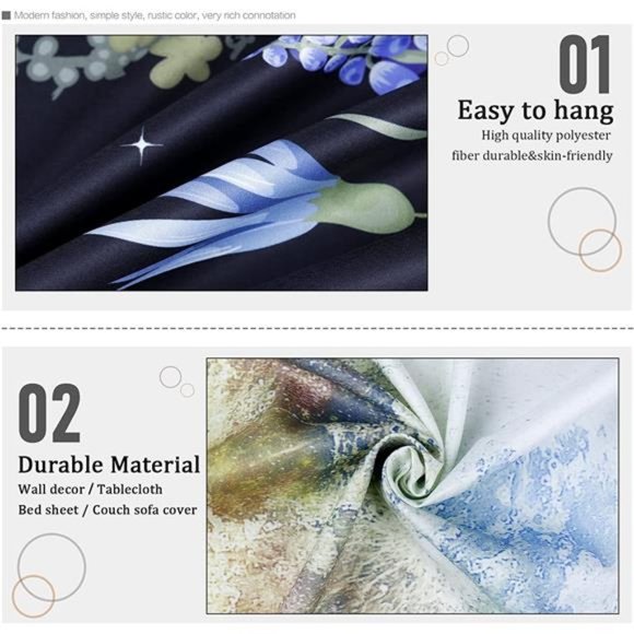 Moonlit Garden 51.2" x 59.1"Tapestry Moon Flower Tapestry Colorful Plant Decor - Picture 4 of 7